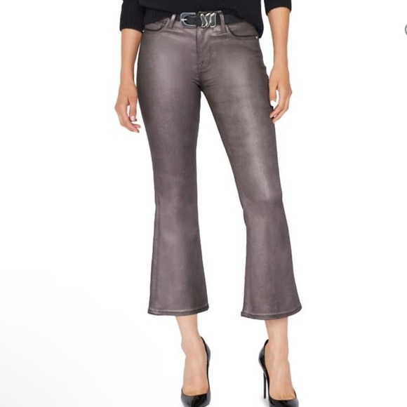 NWT Frame Size 30 Le Crop Mini Flared Jeans Mahogany Sheen - Picture 1 of 6